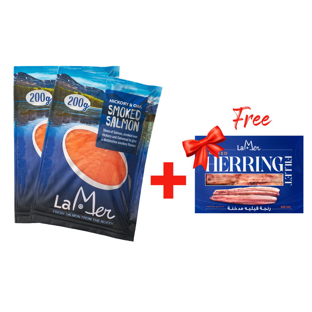 2 Smoked Salmon 200 g Smoked Herring 500 g Free