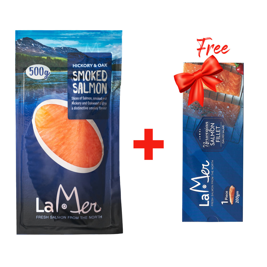 Norwegian Smoked Salmon Slices 500 g + Salmon Fillet 200 g Free