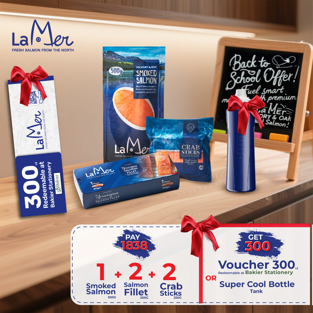 1x smoked salmon 500g + 2x salmon fillet 200g + 2x Crab Sticks + Free Gift