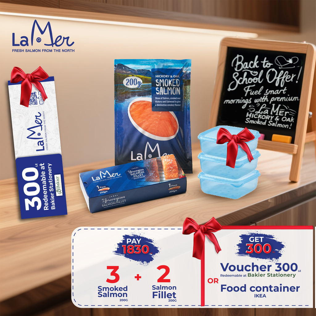 3x smoked salmon 200g + 2x salmon fillet 200g + Free Gift