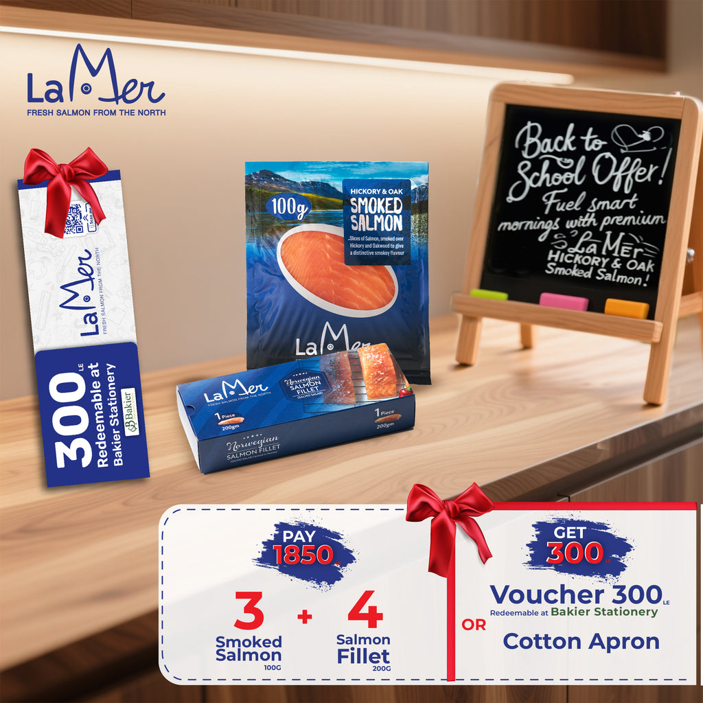3x smoked salmon 100g + 4x salmon fillet 200g + Free Gift