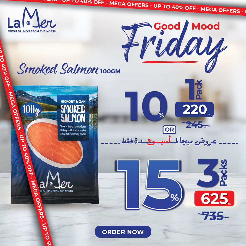 3× Packs 100G smoked salmon with 15%off