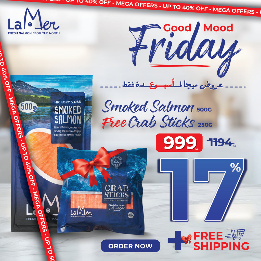 1 Pack smoked salmon 500G Get 1 Pack crab sticks for Free + Free Shipping